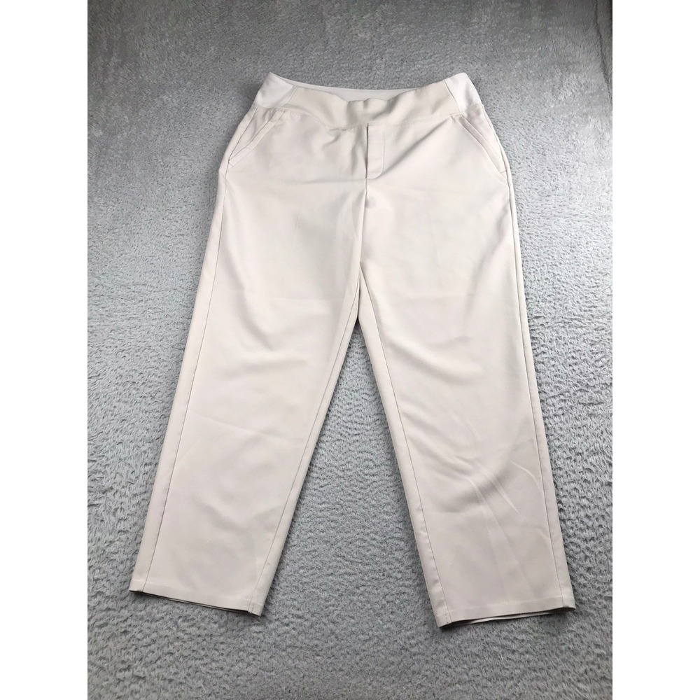 Athleta Endless High Rise Pant Women 14 (34x27) Beige Stretch Travel Career